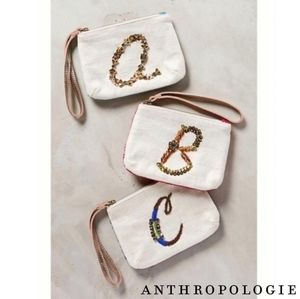 Anthropologie Miss Albright Beaded Sequin Initial “C” Wristlet.